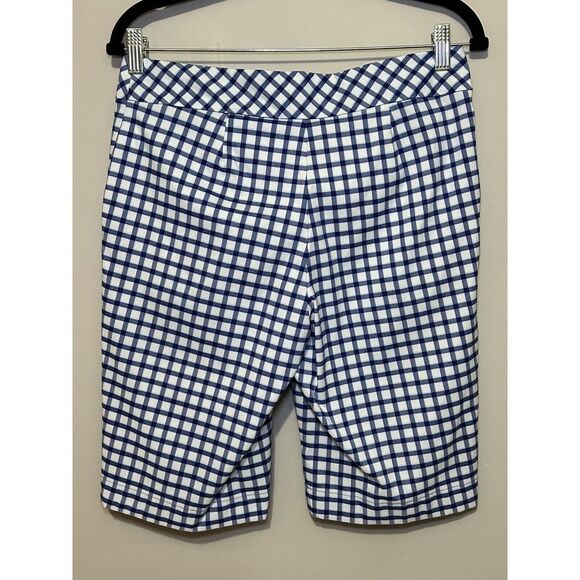 Izod‎ Golf Blue & White Check Ladies Bermuda Golf Shorts Lightweight Size 4 - Picture 3 of 4